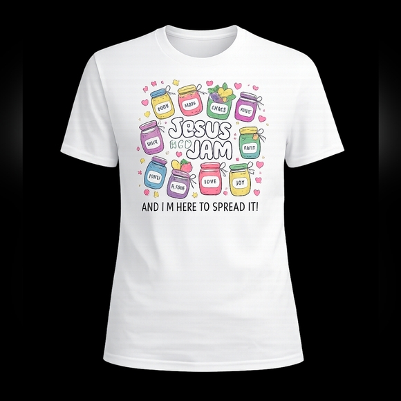 Jesus Is My Jam Hand Crafted White Short Sleeve Tee - NWT - Picture 3 of 4